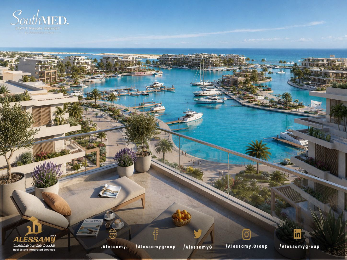بSouthMED EGYPT  116 م2 بحرى للبيع تقسيط تطل على الاجون - منطقة البحيرات